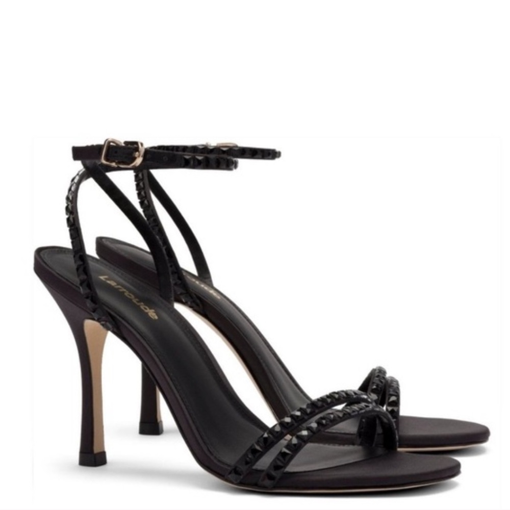 COPY - Larroude The Lola High Heels in Black Satin 9.5